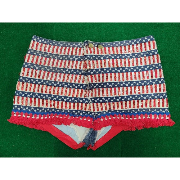 Vtg Custom USA Sequin Embroidered Shorts - Picture 7 of 12